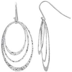 Ellen Tracy Sterling Silver Tri Color Dangle Earrings