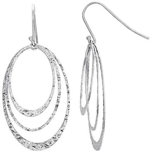 Ellen Tracy Sterling Silver Tri Color Dangle Earrings