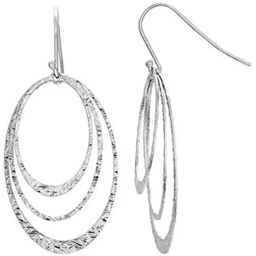 Ellen Tracy Sterling Silver Tri Color Dangle Earrings