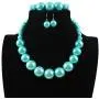 Shineland Simple Large Big Simulated Pearl Statement Necklace Bracelet and Earrings Jewelry Set (Teal) Shineland Simple Large Big Simulated Pearl Statement Necklace Bracelet and Earrings Jewelry Set (Teal)