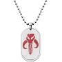 Star Wars Jewelry Unisex Dog Tag with Mandalorian Symbol Stainless Steel Chain Pendant Necklace, 24''