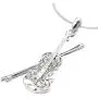 Spinningdaisy Silver Plated Crystal Violin with Bow Necklace Spinningdaisy Silver Plated Crystal Violin with Bow Necklace