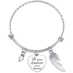 ELOI Memorial Necklace A Piece of My Heart is in Heaven Pendant Jewelry in Memory of Mom Dad Grandpa Baby Loss Memorial Gift