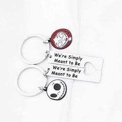 FUSTMW Jack and Sally Inspired Gifts We’re Simply Meant to be Keychian Nightmare Before Christmas Jewelry Movie Fan Gift Couples Gifts