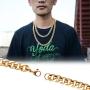 CrazyPiercing 18K Gold Plated Necklace, Men Jewelry 10MM Wide Hip Hop Turnover Chain Necklace, Stainless Steel 19'' - 24''