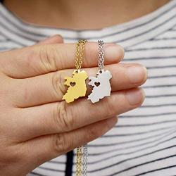 Ireland Map Necklace | Celtic Silhouette | Irish Home | Irish Jewelry | Hollow Country Map Ireland | Stainless Steel Pendant Necklace| St Patricks (Gold)