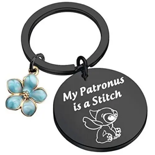 WSNANG Ohana Keychain Stitch Gift My Patronus is a Stitch Keychain Hibiscus Flower Jewelry for Family Friends WSNANG Ohana Keychain Stitch Gift My Patronus is a Stitch Keychain Hibiscus Flower Jewelry for Family Friends