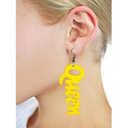 Womens Afrocentric African Text Wood Dangle Pierced Earrings