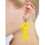 Womens Afrocentric African Text Wood Dangle Pierced Earrings