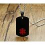 Mens Stainless Steel Medical Alert Blood THINNER Dog Tag Pendant Necklace Black,Men Jewelry Gift