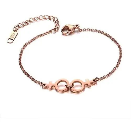 VNOX IP Rose Gold Plated Stainless Steel Female Symbol Gay and Lesbian Pride Bracelet VNOX IP Rose Gold Plated Stainless Steel Female Symbol Gay and Lesbian Pride Bracelet