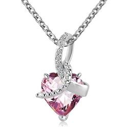 LilyJewelry I Love You Heart Necklace Pendant with Synthetic Crystal Birthstone
