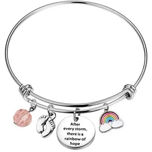 AKTAP Mommy of Rainbow Baby Gift Pregnancy Bracelet After Every Storm There is A Rainbow of Hope Feet Charm Bracelet Baby Loss Mom Miscarriage Je AKTAP Mommy of Rainbow Baby Gift Pregnancy Bracelet After Every Storm There is A Rainbow of Hope Feet Charm Bracelet Baby Loss Mom Miscarriage Je
