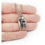Mano Cornuto and Cornicello combo Necklace, on 24'' Box Chain, Italian Lucky Hand Horn Anti Evil Eye Good Luck Amulet Protection Charms All Stainless