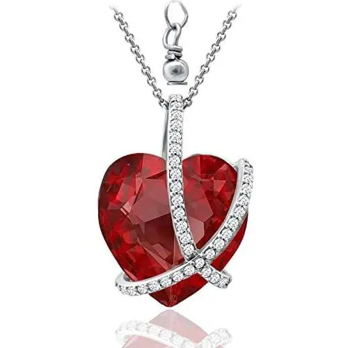 CRYSTAL ICE Rhodium Plated Swarovski Pendant Necklace, Colored Crystal with Zirconia Accents, 16''+2'' CRYSTAL ICE Rhodium Plated Swarovski Pendant Necklace, Colored Crystal with Zirconia Accents, 16''+2''