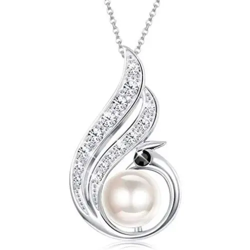 Sllaiss Sterling Silver Genuine Freshwater Culturd Pearl Pendant Necklace White Gold Plated Crystals form Austria Mothers Day Gift for Women Sllaiss Sterling Silver Genuine Freshwater Culturd Pearl Pendant Necklace White Gold Plated Crystals form Austria Mothers Day Gift for Women
