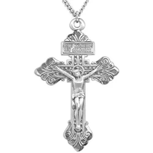 Heartland Store Mens Large Sterling Silver Pardon Crucifix + USA Made + Choose Chain Heartland Store Mens Large Sterling Silver Pardon Crucifix + USA Made + Choose Chain