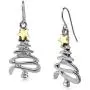 Cute Christmas Tree Piercing Dangle Earrings Golden Silver Two Tone Women Girls Holiday Gift