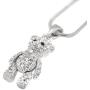 Spinningdaisy Crystals Silver Plated Movable Teddy Bear Necklace