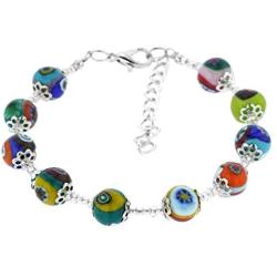 GlassOfVenice Murano Glass Mosaic Bracelet - Silver Multicolor