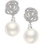 SWEETV Cubic Zirconia Pearl Drop Wedding Earrings for Brides, Ivory Bridal Pearl Earrings for Bridesmaid Jewelry Gift SWEETV Cubic Zirconia Pearl Drop Wedding Earrings for Brides, Ivory Bridal Pearl Earrings for Bridesmaid Jewelry Gift