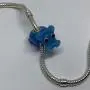 EVESCITY 925 Silver 3D Animals Cute Blue Hippo Hippopotamus Murano Glass Beads Compatible with Charm Bracelets Cute Jewelry Gifts for Her