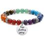 Top Plaza 7 Chakra Stone Bead Bracelets Yoga Reiki Healing Crystals Gemstone Beaded Bracelet Friendship Inspirational Message Charm Bracelet for Women Men