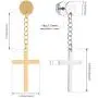 Szory Stainless Steel Dangle Cross Earrings for Men Women Black Silver Gold Szory Stainless Steel Dangle Cross Earrings for Men Women Black Silver Gold