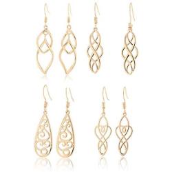 Fashion Palace Hollow Carved Helix Knot Assorted Dangle Twist Wave Filigree Teardrop Heart Peach Linear Earrings for Women Girls Teen Trendy Jewelry