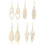 Fashion Palace Hollow Carved Helix Knot Assorted Dangle Twist Wave Filigree Teardrop Heart Peach Linear Earrings for Women Girls Teen Trendy Jewelry