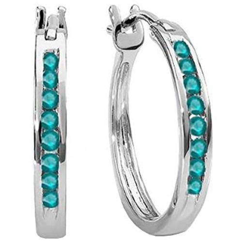 Dazzlingrock Collection 0.20 Carat (ctw) 10K Ladies Fine Hoop Earrings 1/5 CT, White Gold Dazzlingrock Collection 0.20 Carat (ctw) 10K Ladies Fine Hoop Earrings 1/5 CT, White Gold