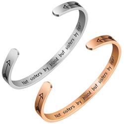 Lcbulu Friendship Bracelets Gifts for Women - 2PCS Best Friend Bracelet for 2, Not Sisters by Blood but Sisters by Heart Best Friend Bracelet for Teen Girls