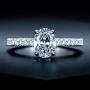 Petite Micropavé 1.5 Carat Oval Cut Cubic Zirconia CZ Solitaire Rhodium Plated Sterling Silver Engagement Rings |Ideal Cut, D-E Color, FL Clarity