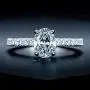 Petite Micropavé 1.5 Carat Oval Cut Cubic Zirconia CZ Solitaire Rhodium Plated Sterling Silver Engagement Rings |Ideal Cut, D-E Color, FL Clarity