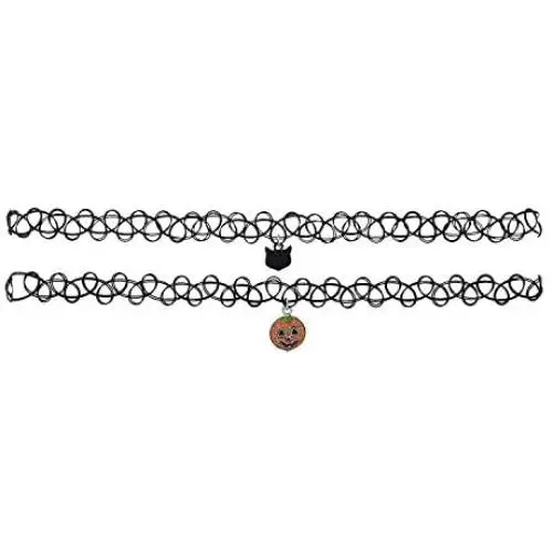 LUX ACCESSORIES Halloween Black Tattoo Stretchable Choker Glittery Pumpkin Cat Pendant LUX ACCESSORIES Halloween Black Tattoo Stretchable Choker Glittery Pumpkin Cat Pendant