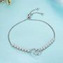 GDDX Mother Daughter Bracelet, Sister Link Bracelet - Sterling Silver Two Interlocking Infinity Double Circles, Birthday Gift for Mom Daughter