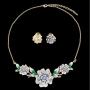 EVER FAITH Womens Austrian Crystal Enamel 3 Peony Flowers Necklace Earrings Set Gold-Tone