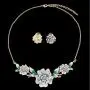 EVER FAITH Womens Austrian Crystal Enamel 3 Peony Flowers Necklace Earrings Set Gold-Tone EVER FAITH Womens Austrian Crystal Enamel 3 Peony Flowers Necklace Earrings Set Gold-Tone
