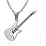 Reizteko Men Women Music Jewelry R&B Rock Electric Guitar Bass Pendant Necklace (stainless-steel)