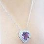 Dazzlingrock Collection 14K 8 MM Heart Gemstone & Round Diamond Heart Double Halo Pendant, White Gold