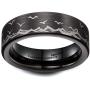 King Will Mens 6mm Tungsten Carbide Ring Inlaid with Seagull Pattern Black High Polished