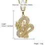 Mens Necklace Iced Out Micro Paved CZ 18K Gold Plated Dragon Pendant Necklace with Stainless Cuban Link Chain Hip Hop Jewelry