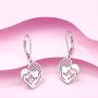 YL Mother and Daughter Earrings Sterling Silver Mum Hold Child Heart Dangle Drop Earrings Jewelry for Mom