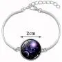 Pingyongchang 12 Constellation Crescent Moon Shaped Earring Necklace Bracelet Set Zodiac Sign Astrology Horoscope Charm Chain Pendants Stud Earrings Jewelry Set Half Moons Accessory for Women Girl