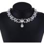 Fashion Womens Pearl Collar Crystal Diamond Chunky Choker Pendant Bib Necklace