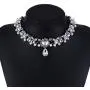 Fashion Womens Pearl Collar Crystal Diamond Chunky Choker Pendant Bib Necklace