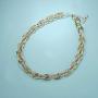 UNY Style Trendy Elegant Vintage Retro Unique Fashion style 2 Tone Double Twist Wire Link Women Short Chain Necklace