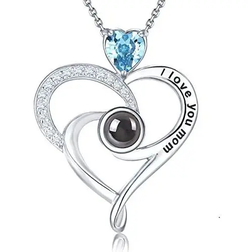 Sterling Silver I Love You Necklace 100 Languages Mom Necklace for Mom Birthday Gifts March April Birthstone Aquamarine Simulated Diamond Blue Sapphire Amethyst Jewelry Sterling Silver I Love You Necklace 100 Languages Mom Necklace for Mom Birthday Gifts March April Birthstone Aquamarine Simulated Diamond Blue Sapphire Amethyst Jewelry