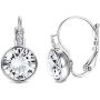 Sllaiss Austrian Crystals Bella Earrings For Women Solitaire Leverback Earrings Dainty Wedding Drop earrings Bridal Jewelry White Gold Palted