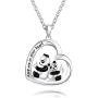 925 Sterling Silver Panda Bear Gift Lovely Animal Love Heart Necklaces Engraved Keep me in your heart Pendant Jewelry